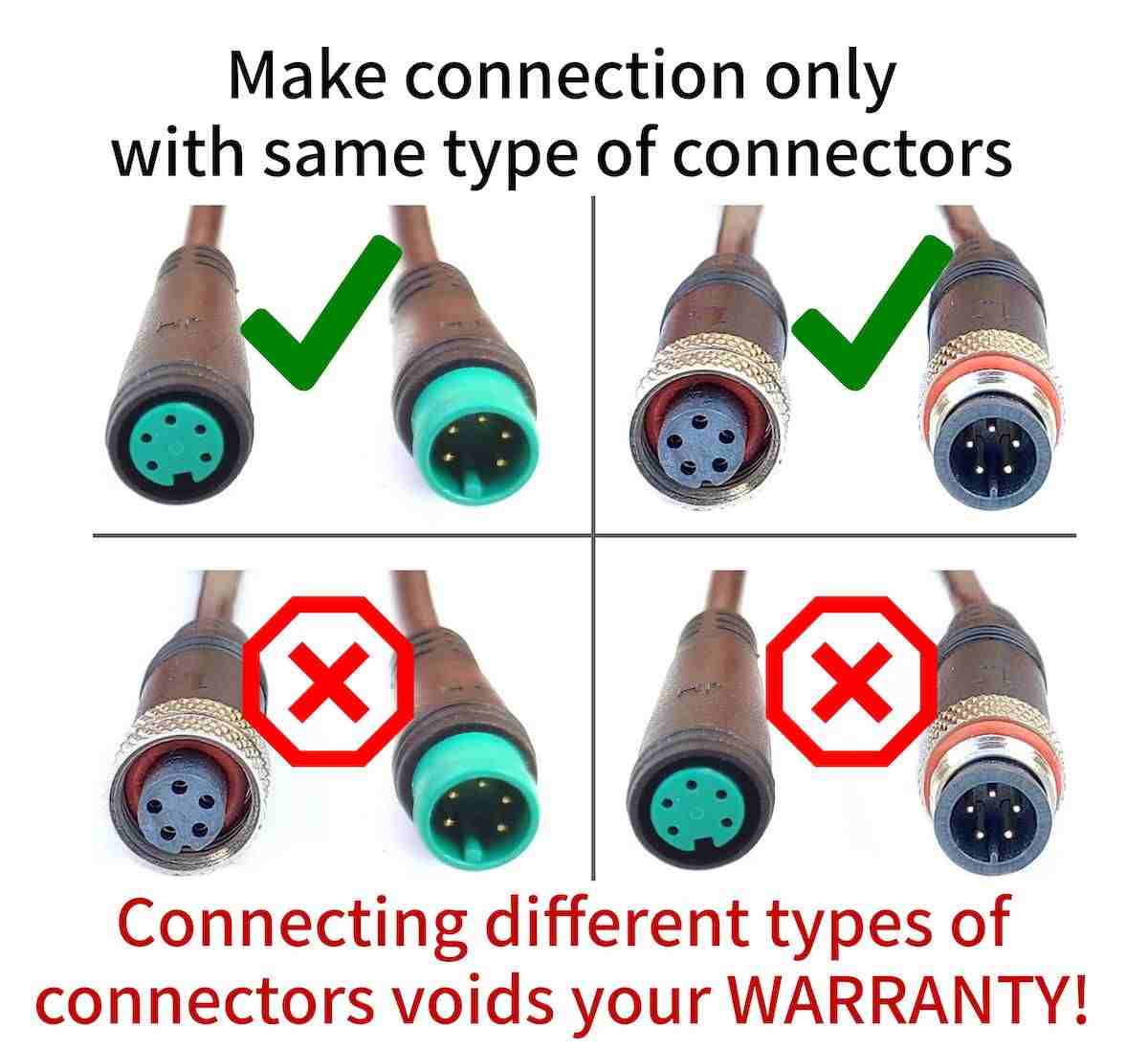 Connect only same type of connectors