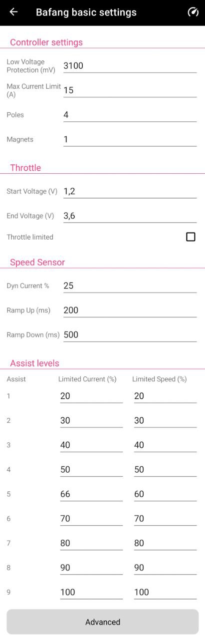 Bafang CAN sample basic settings