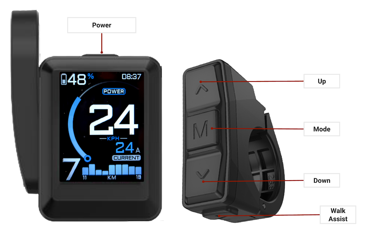 "EggRider C1 display & remote buttons"