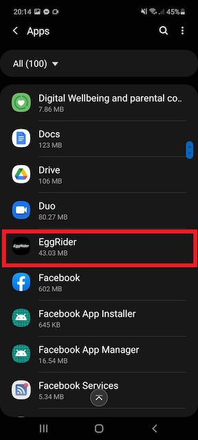 EggRider app allow background samsung step 2